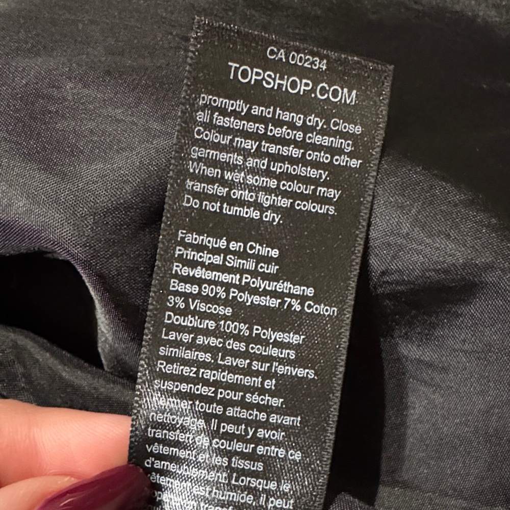Topshop Black Leather Biker Jacket - Picture 4 of 11